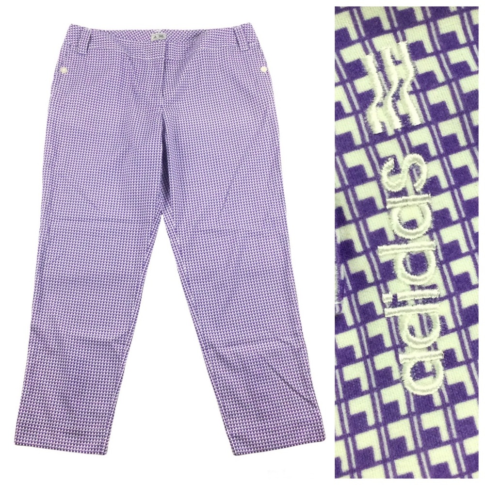 ADIDAS Golf Women’s Crop Pant Geo Print Purple White Sz 12